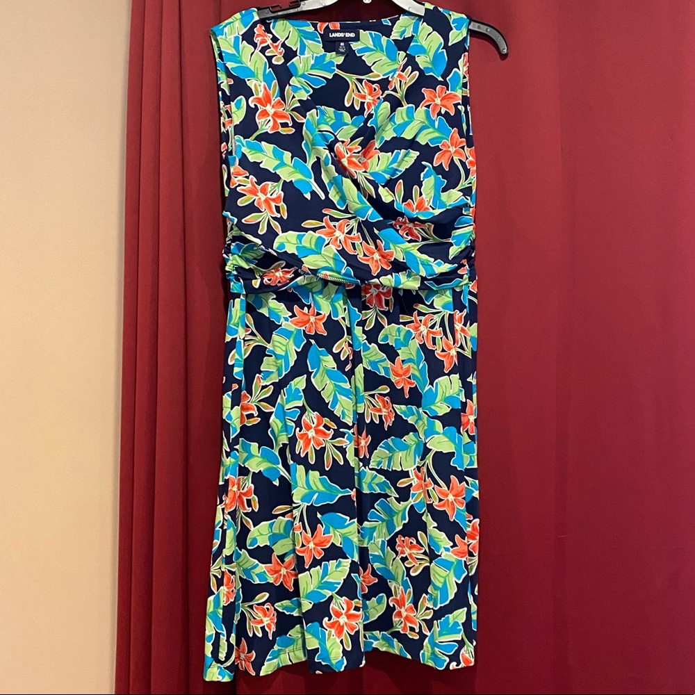 Lands End faux wrap front dress M